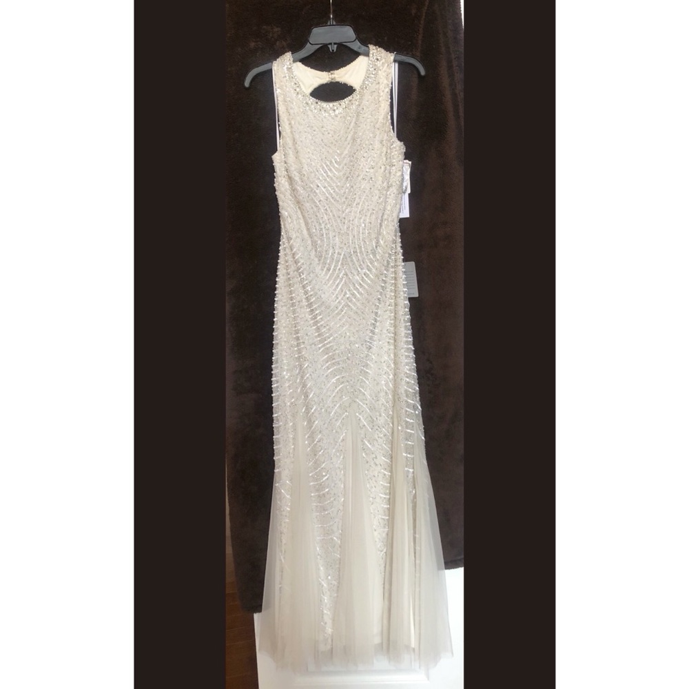 Ivory Formal Evening Gown with Beaded Detail
